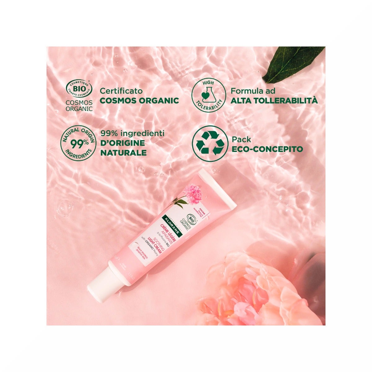 Klorane Crema Leggera Lenitiva alla Peonia Bio Pelle Sensibile	40ml