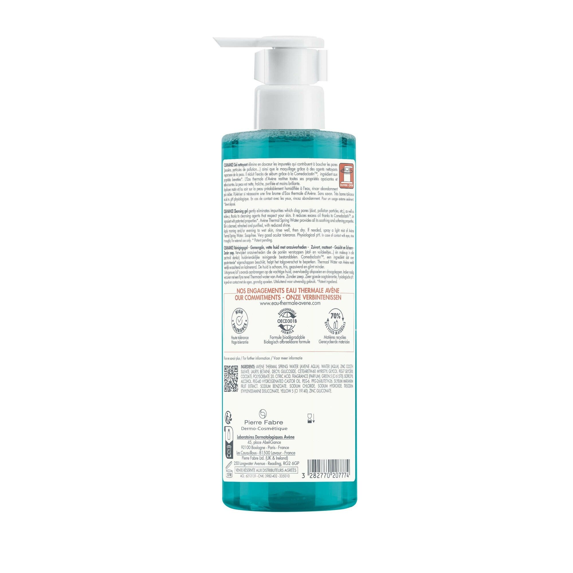 Eau Thermale Avène Cleanance Gel Detergente Purificante Pelle Grassa Con Imperfezioni 400ml