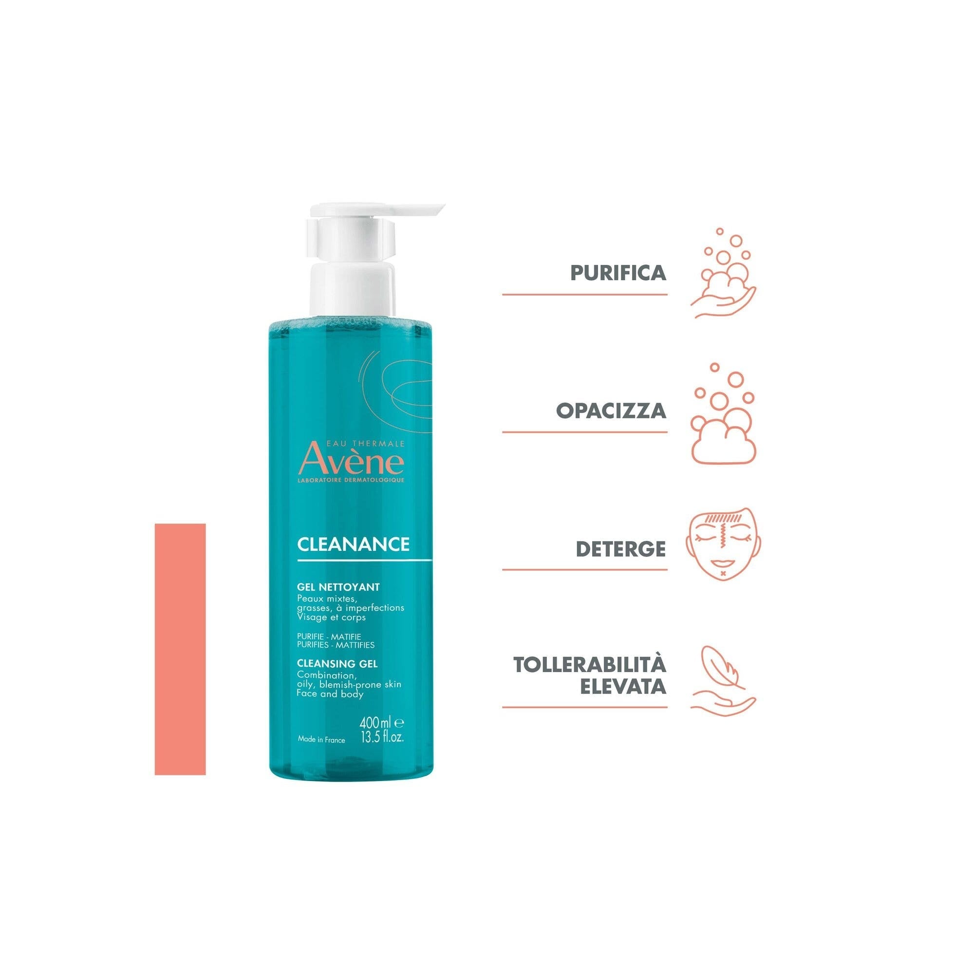 Eau Thermale Avène Cleanance Gel Detergente Purificante Pelle Grassa Con Imperfezioni 400ml