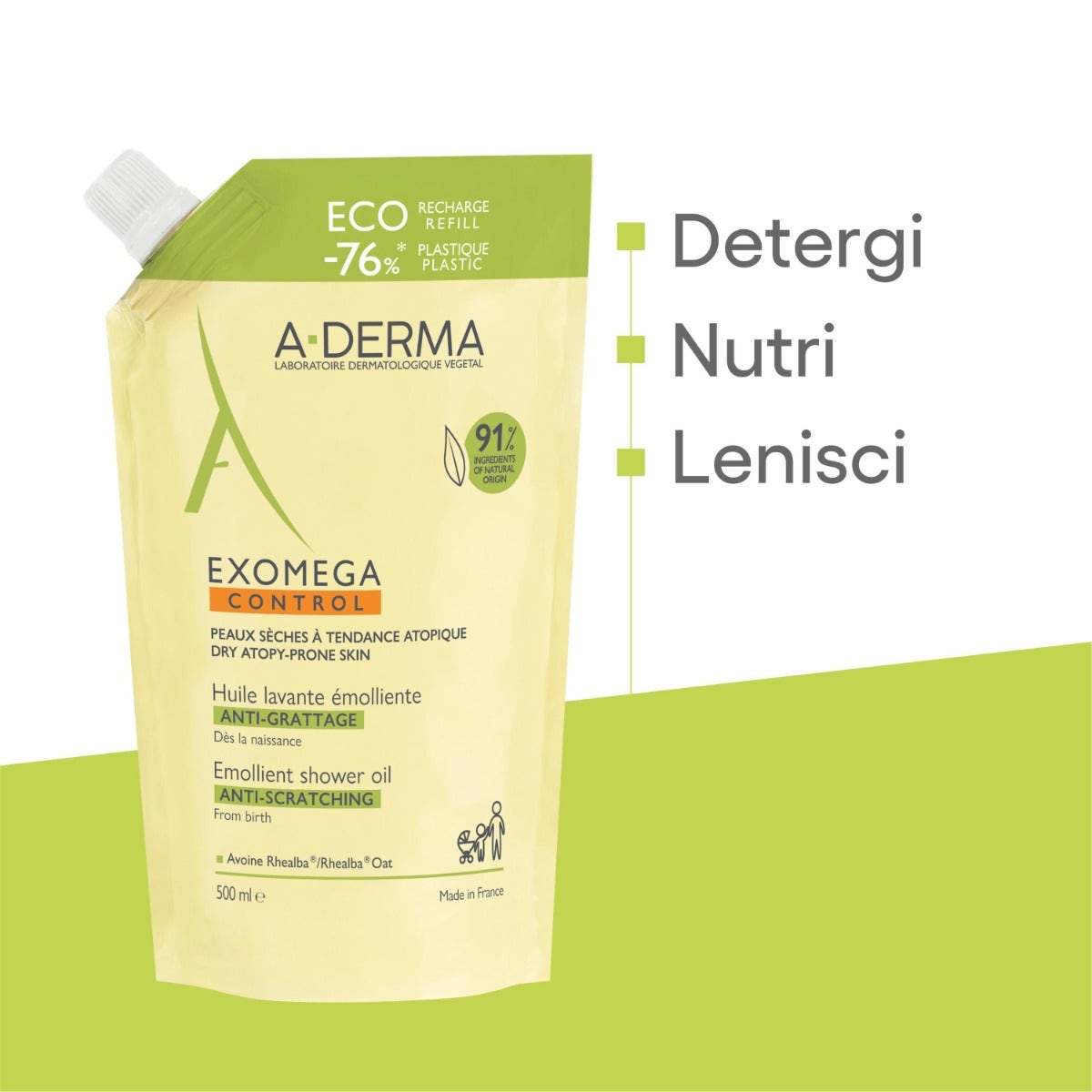 A-Derma Exomega Control Olio Lavante Emolliente Ricarica 500ml