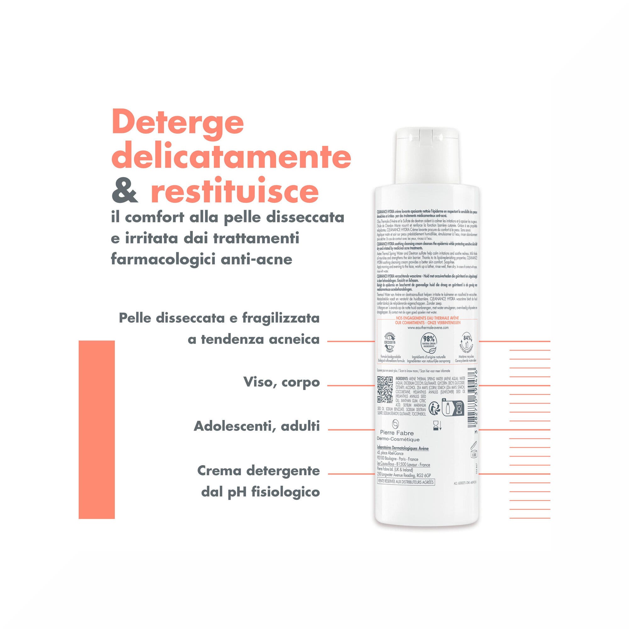 Eau Thermale Avène Cleanance Hydra Crème Nettoyante Apaisante 200 ml