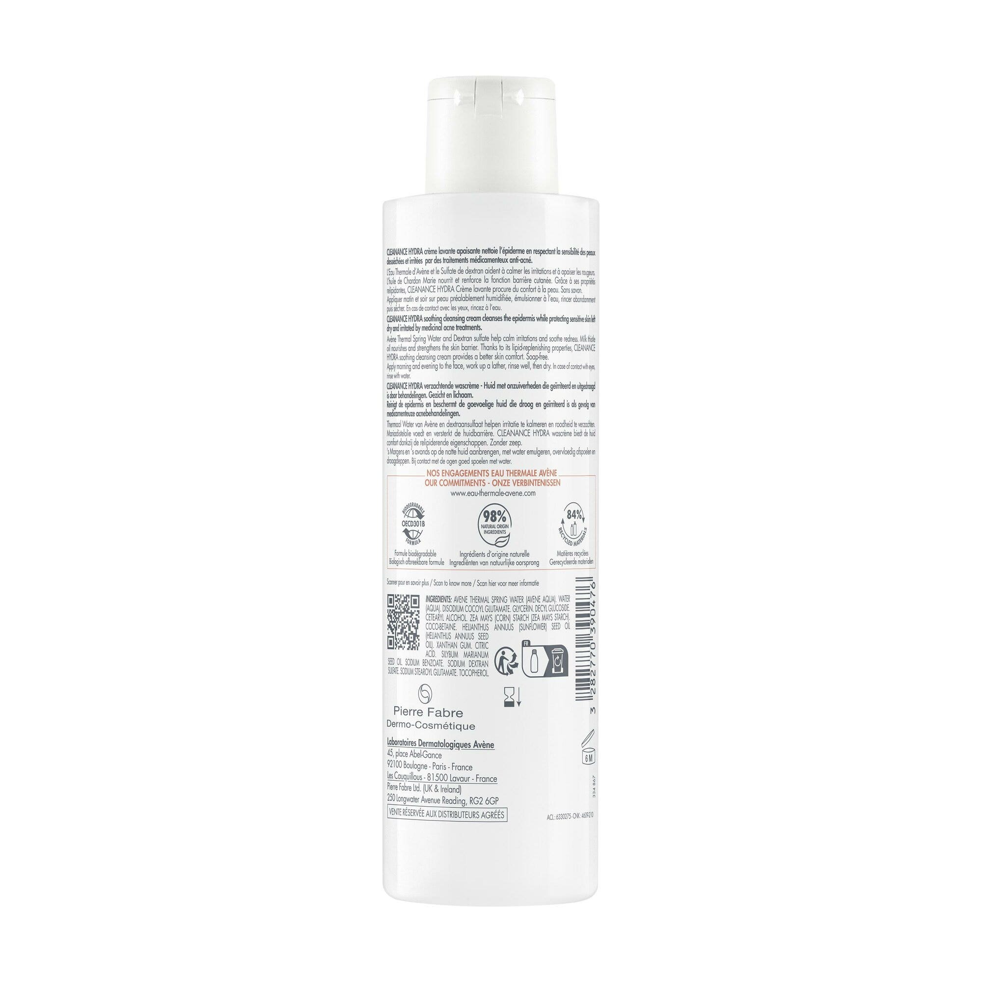 Eau Thermale Avène Cleanance Hydra Crème Nettoyante Apaisante 200 ml
