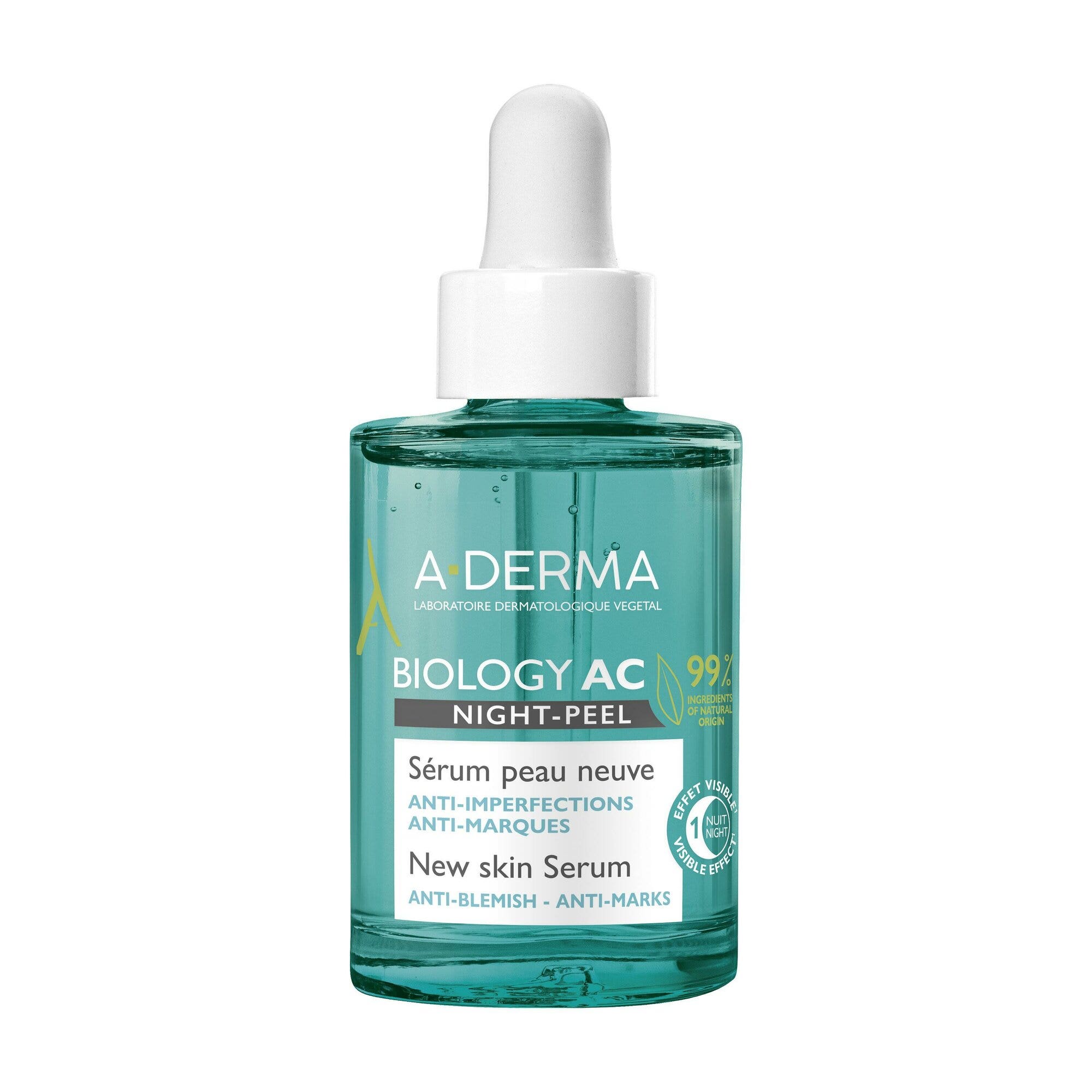 A-Derma Biology Ac Night-Peel Sérum Anti-imperfections Anti-Marques Résiduelles 30 ml