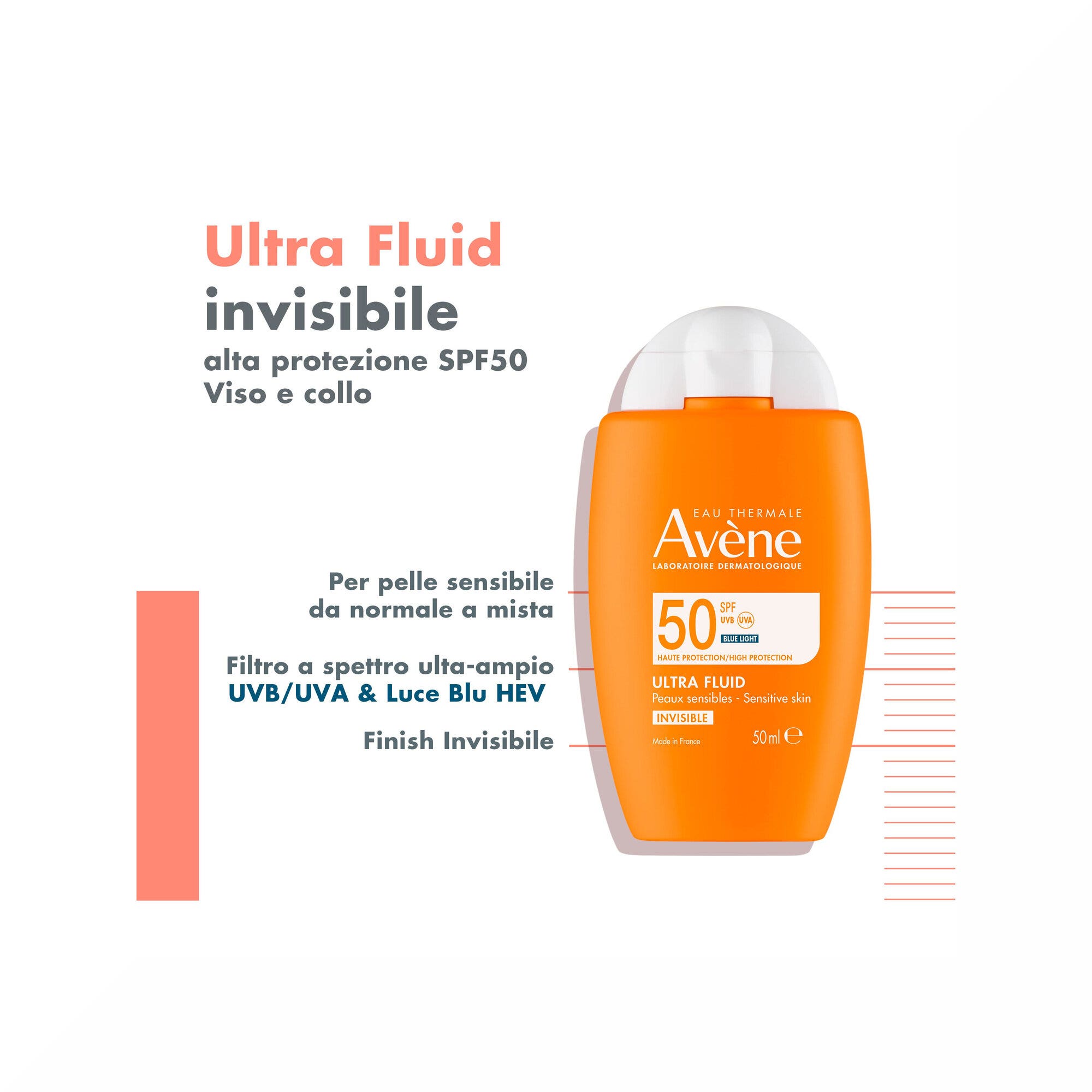 Eau Thermale Avène Solaire Ultra-Fluide Invisible 50 ml SPF50