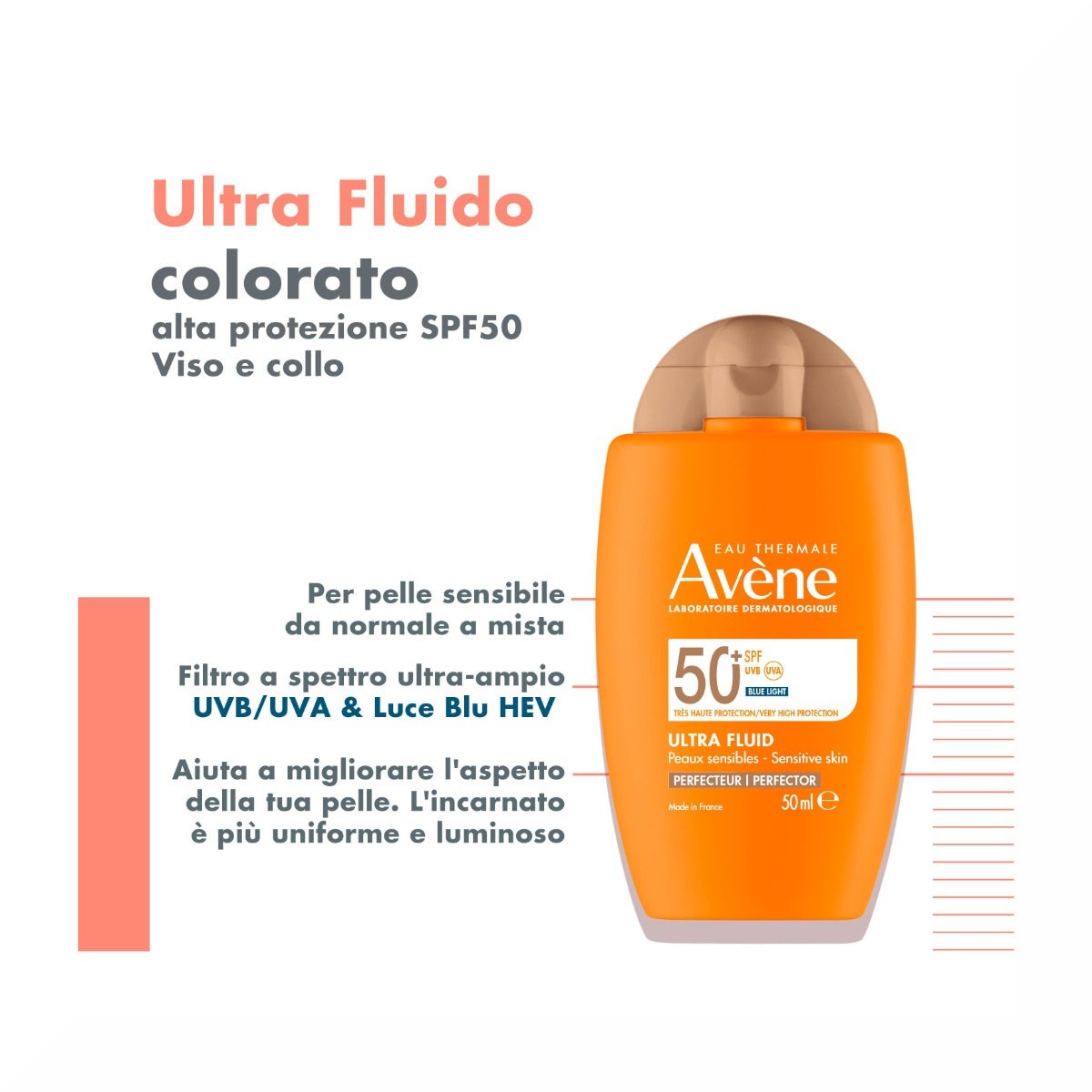Eau Thermale Avène Ultra-Fluide Perfecteur Protection Très Haute 50 ml SPF50+