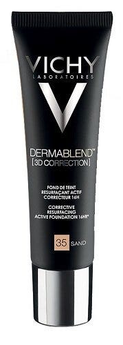 Vichy Dermablend 3D Fond de teint couvrant pour peaux grasses et à imperfections, teinte 35, 30 ml