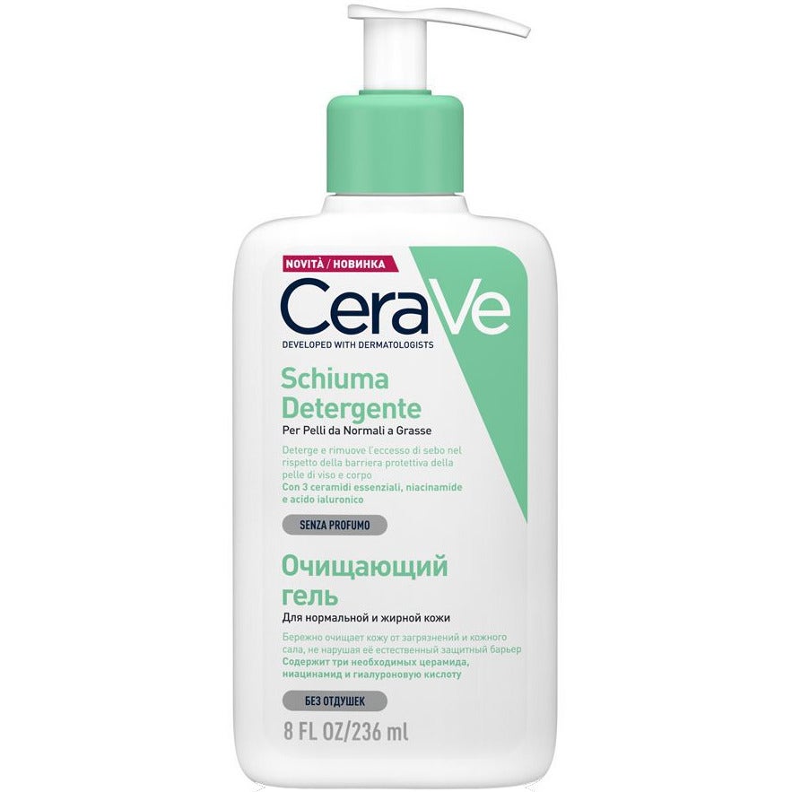 CeraVe Mousse Nettoyante Visage pour Peaux Grasses Séborégulatrice 236 ml