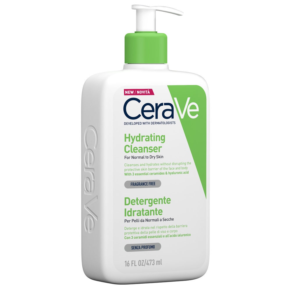 CeraVe Nettoyant hydratant visage pour peaux normales à sèches à l'acide hyaluronique et aux céramides 473 ml
