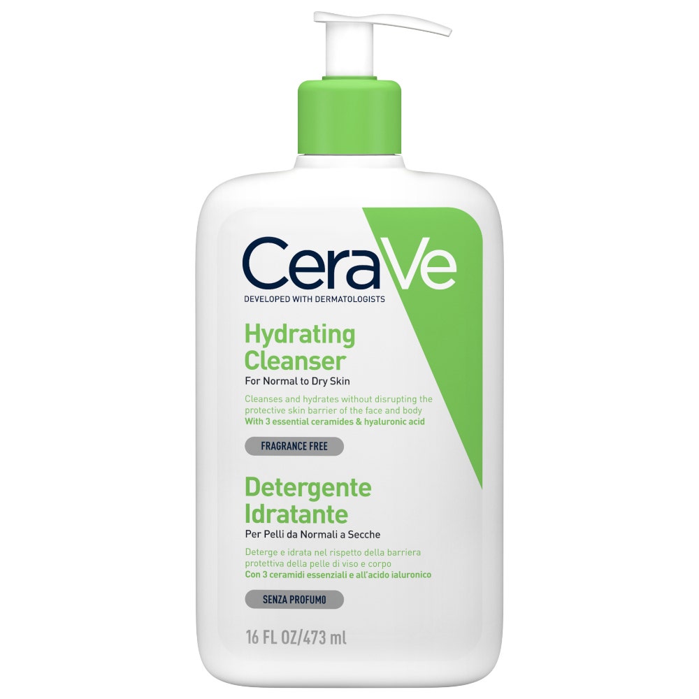CeraVe Nettoyant hydratant visage pour peaux normales à sèches à l'acide hyaluronique et aux céramides 473 ml