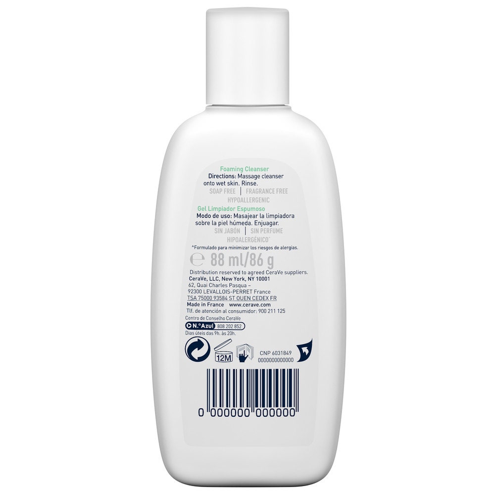 CeraVe Mousse Nettoyante Visage pour Peaux Grasses Séborégulatrice 88 ml