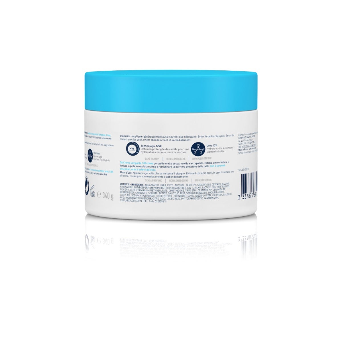 CeraVe SA Crème Lissante 10 % d'urée pour peaux très sèches, rugueuses et gercées 340 g