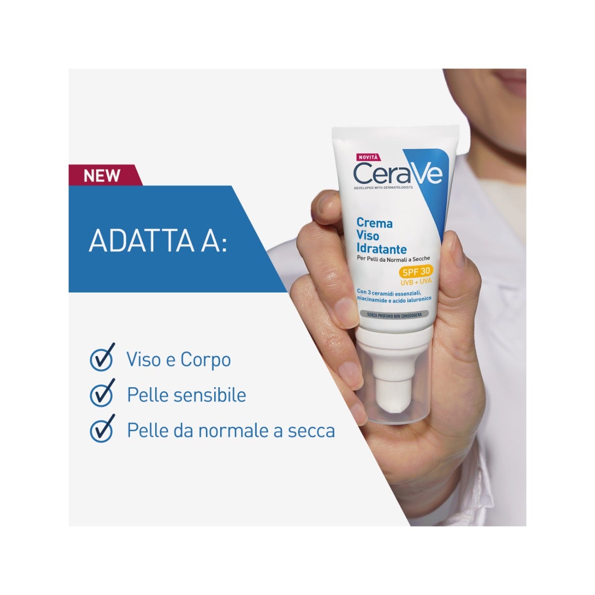 CeraVe Crème Hydratante Visage SPF30 24 Heures à l'Acide Hyaluronique 52 ml