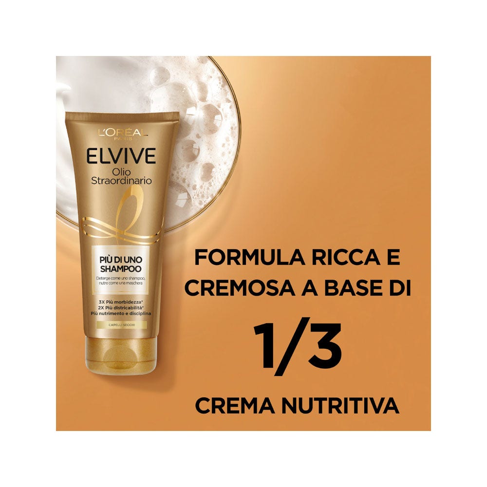L'Oréal Paris Elvive Più Di Uno Shampoo Olio Straordinario Shampoo Nutriente Capelli Secchi 200ml