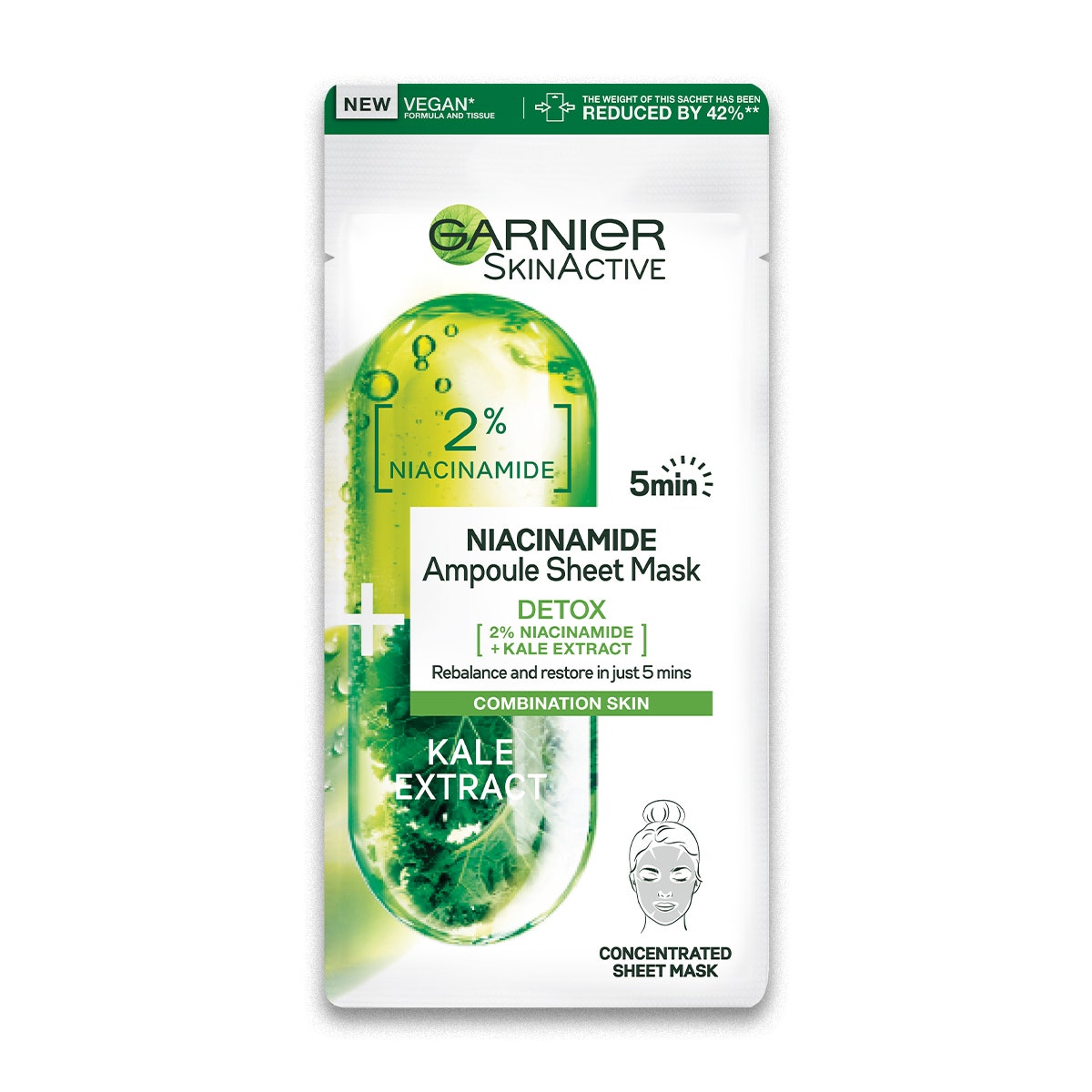 Garnier Masque en tissu Ampoule détox à l'extrait de chou noir/niacinamide 1 pièce