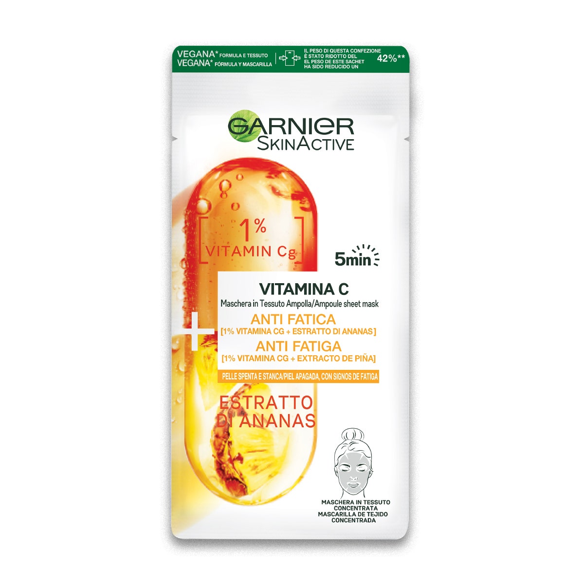 Garnier Masque en tissu Ampoule illuminatrice Extrait d'ananas / Vitamine C 1 pièce