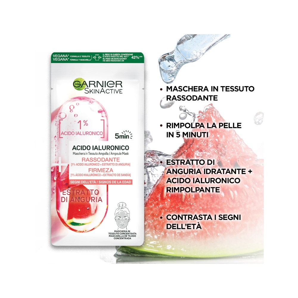 Garnier Maschera In Tessuto Ampolla Rassodante Estratto Di Anguria/Acido Ialuronico 15g