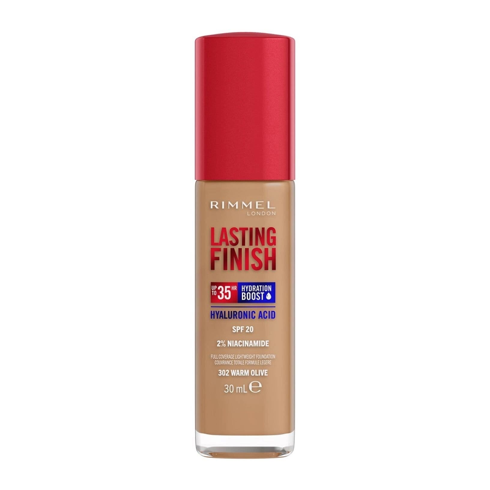 Rimmel Fondotinta Lasting Finish 35h Con Acido Ialuronico 302 Warm Olive 30ml