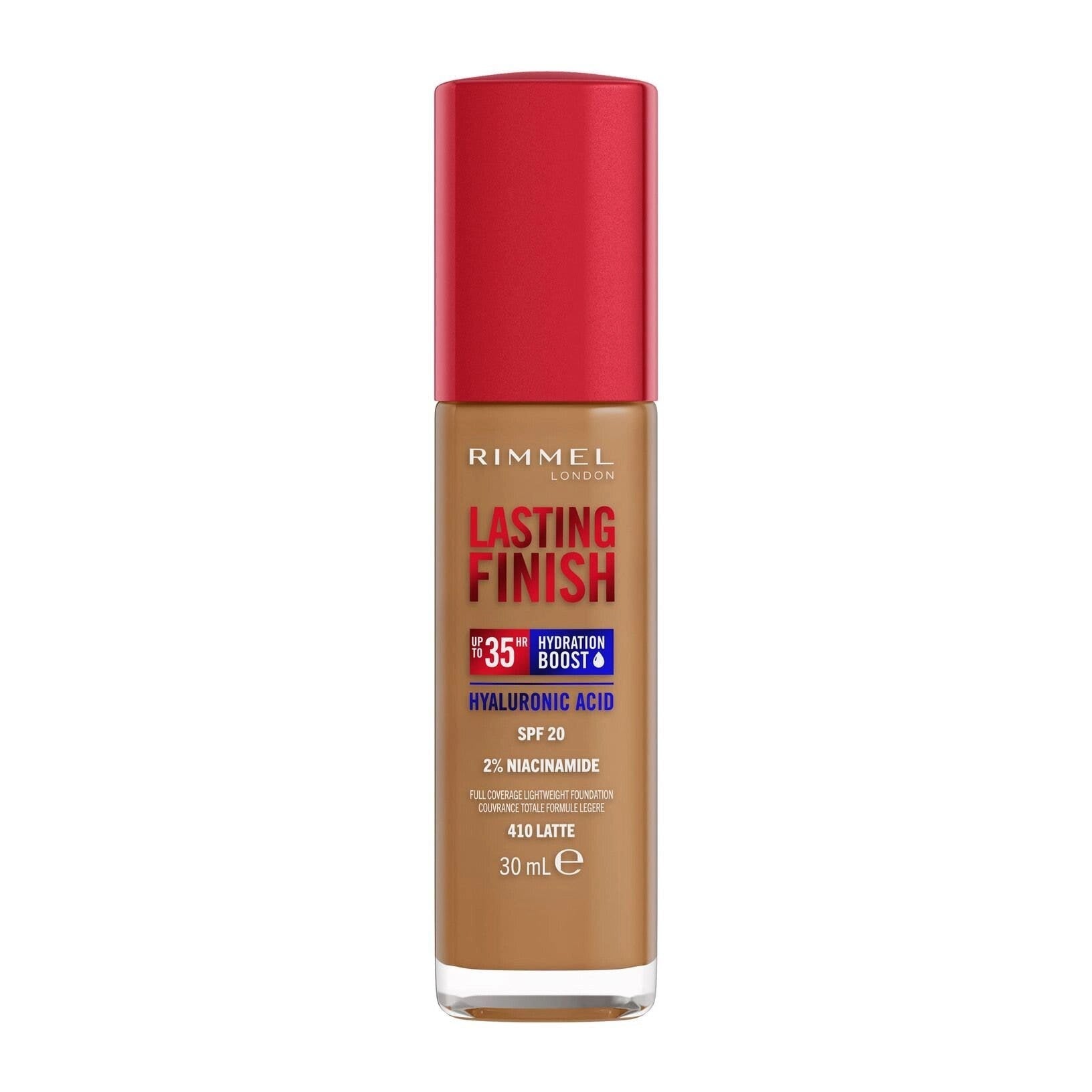 Rimmel Fond de teint Lasting Finish 35h à l'acide hyaluronique 410 Latte 30 ml