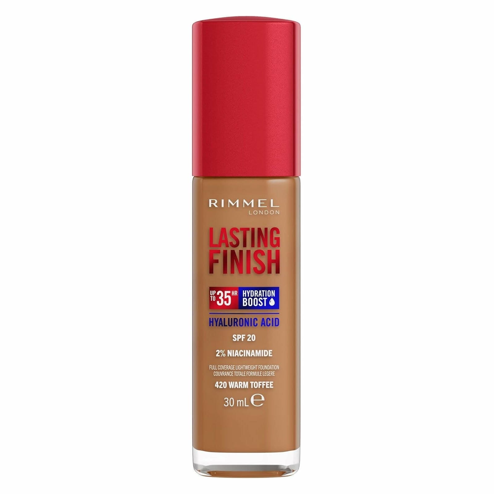 Rimmel Fond de teint Lasting Finish 35h à l'acide hyaluronique 420 Warm Toffee 30 ml