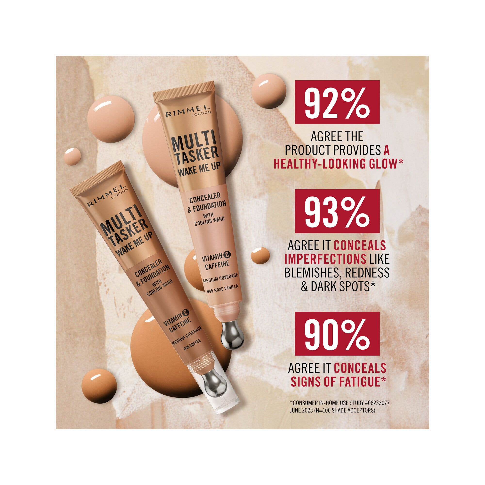 Rimmel Multi-tasker Wake Me Up Correcteur & Fond de teint Formule Végétalienne 055 Classic Beige 20 ml