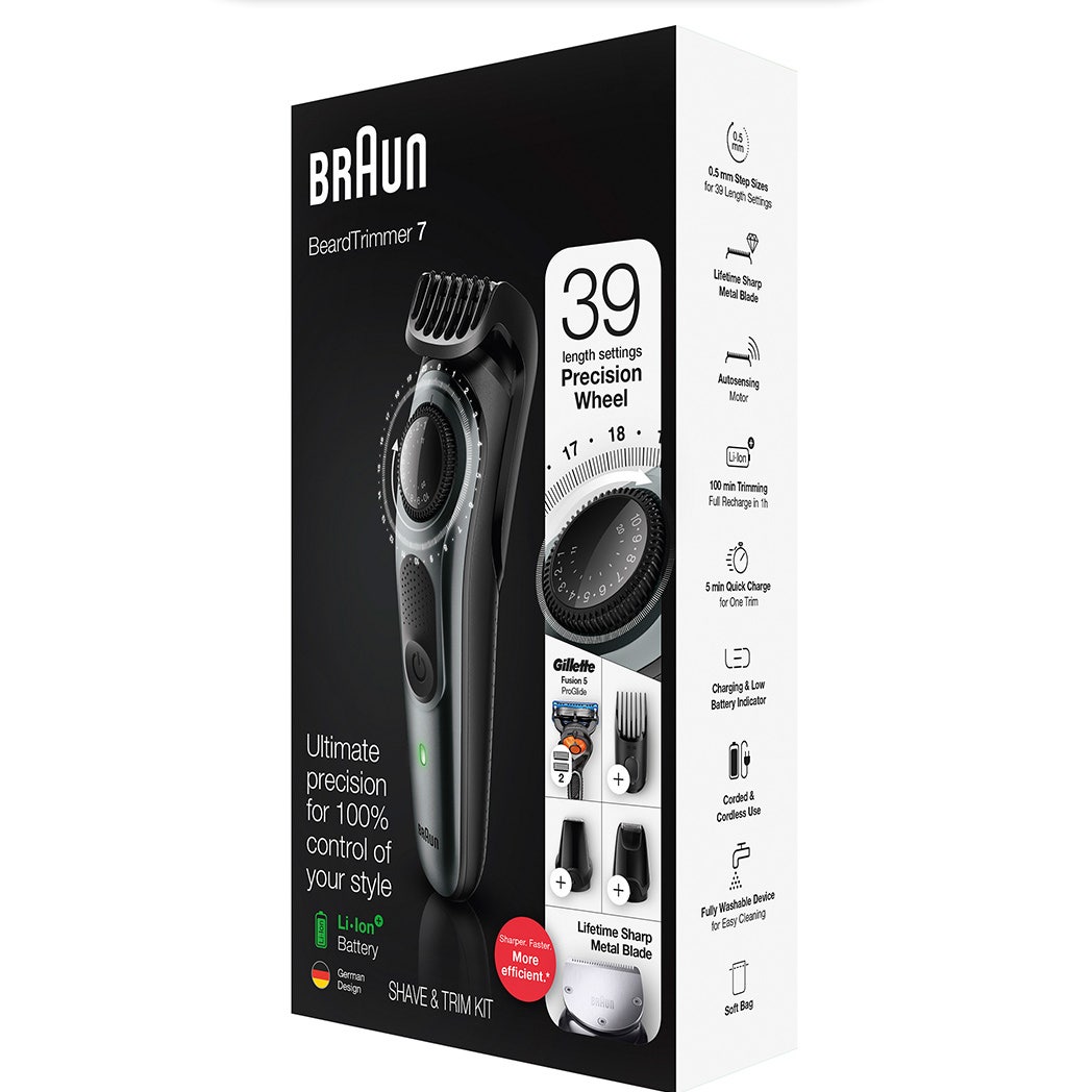 Braun Regolabarba BT 7220 Con Selettore Di Precisione + 4 Accessori E Rasoio Gillette Fusion5 ProGlide