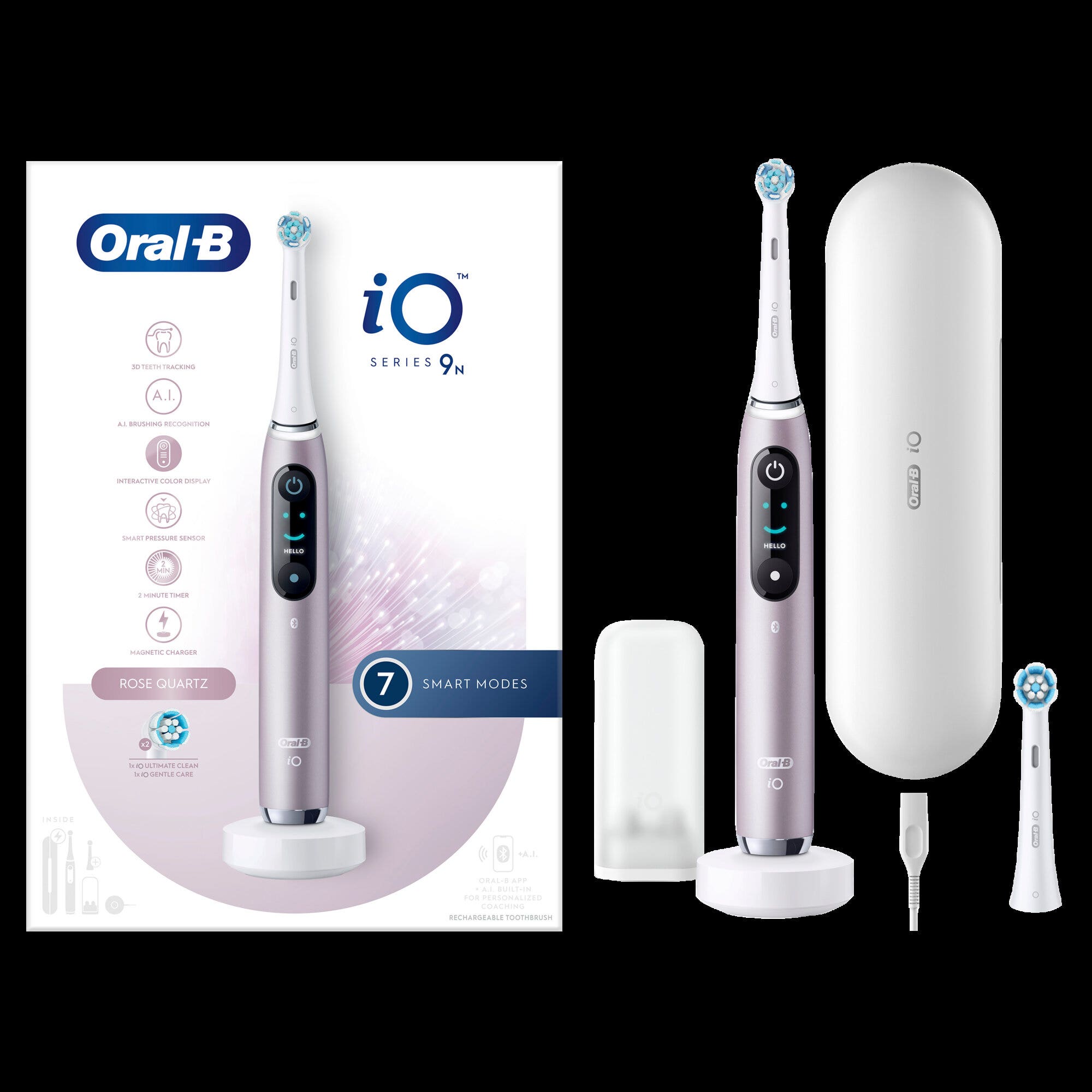 Oral-B iO 9S Spazzolino Elettrico Ricaricabile Rosa + 2 Testine