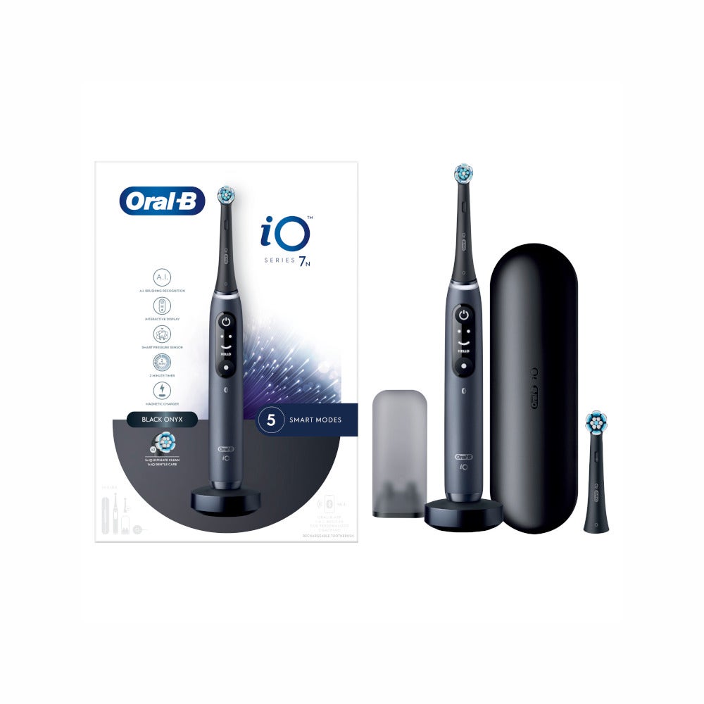 Oral-B Spazzolino Elettrico Ricaricabile iO 7S Nero, 2 Testine, 1 Custodia Da Viaggio, 1 Spazzolino