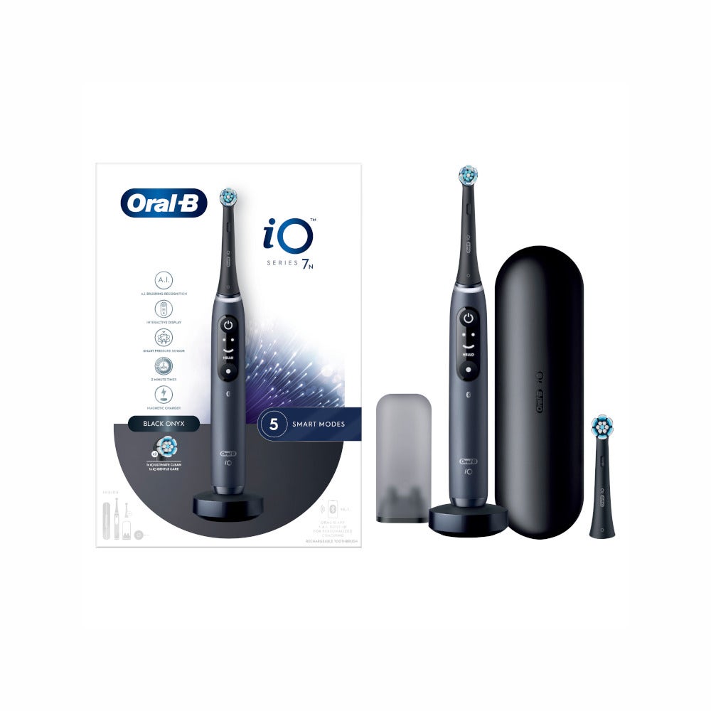 Oral-B Spazzolino Elettrico Ricaricabile iO 7S Nero, 2 Testine, 1 Custodia Da Viaggio, 1 Spazzolino