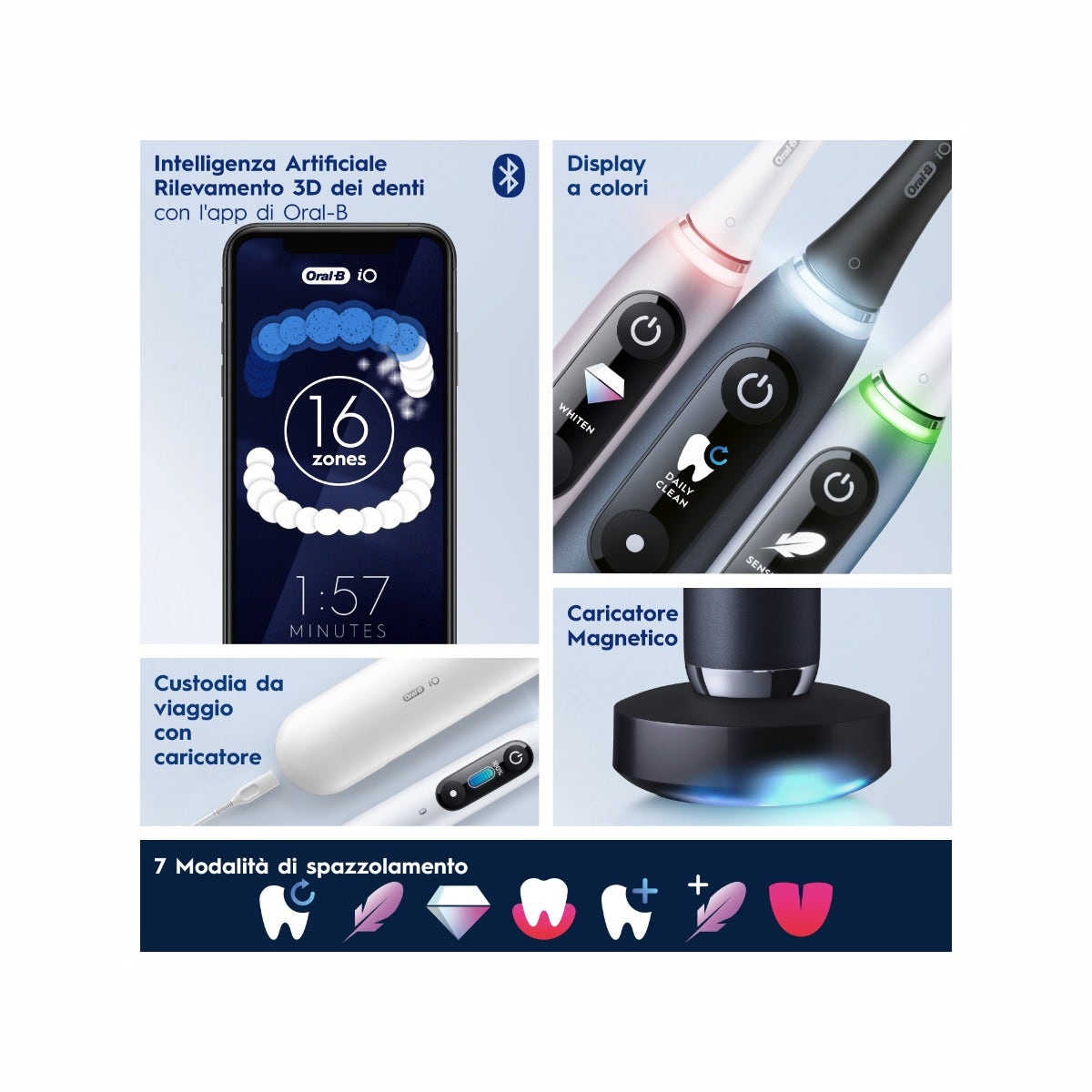 Oral-B Spazzolino Elettrico Ricaricabile iO 9S Bianco, 2 Testine, 1 Custodia Da Viaggio Ricaricabile, 1 Spazzolino