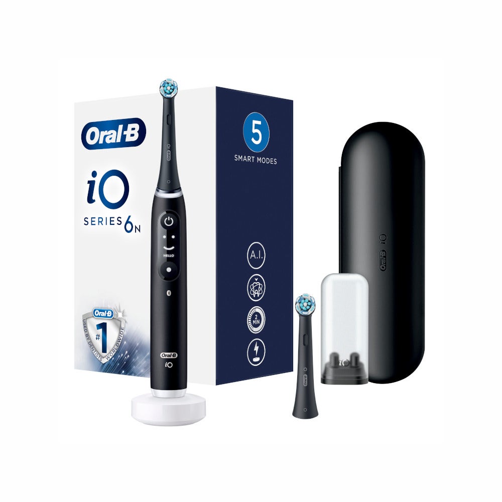 Oral-B iO6 Brosse à dents électrique rechargeable noire avec étui de voyage