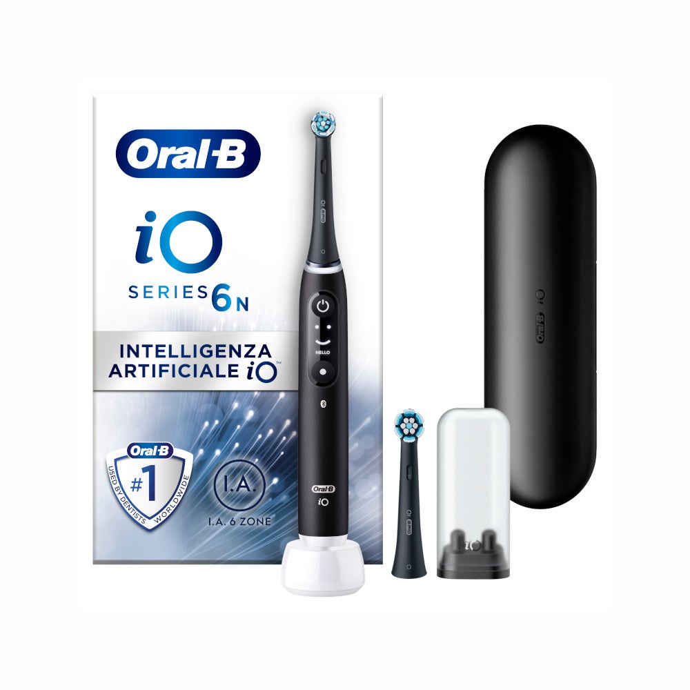 Oral-B iO6 Brosse à dents électrique rechargeable noire avec étui de voyage