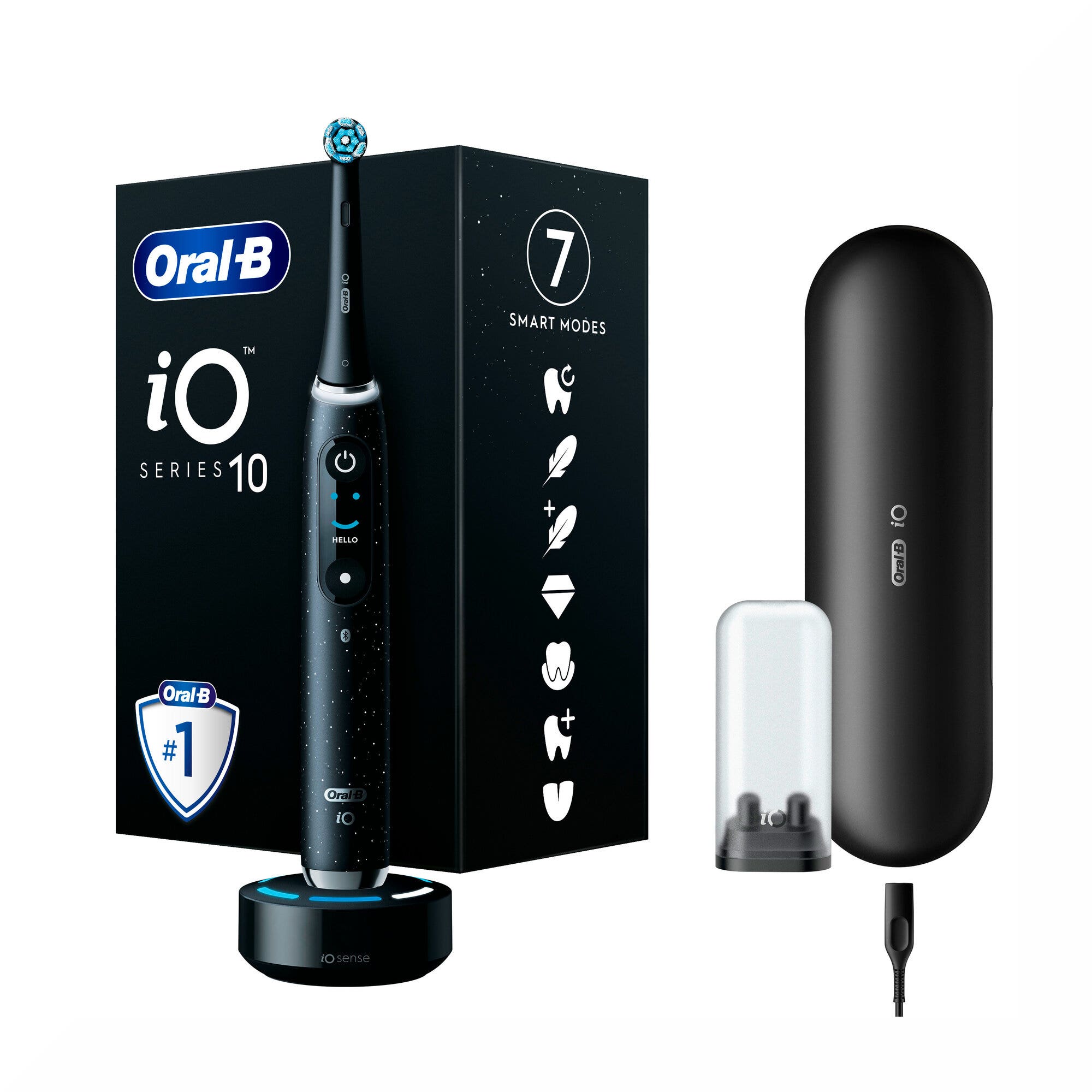Oral-B Spazzolino Elettrico iO 10 Nero + 1 Testina + 1 Custodia + 1 Caricatore