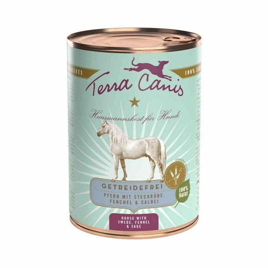 Terra Canis Grain-Free Nourriture humide au cheval, navet, fenouil et sauge pour chiens Boîte de 400 g