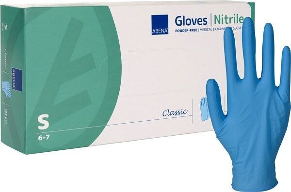 Abena Classic Gants d'examen en nitrile, non poudrés, non stériles, taille S, 100 pièces