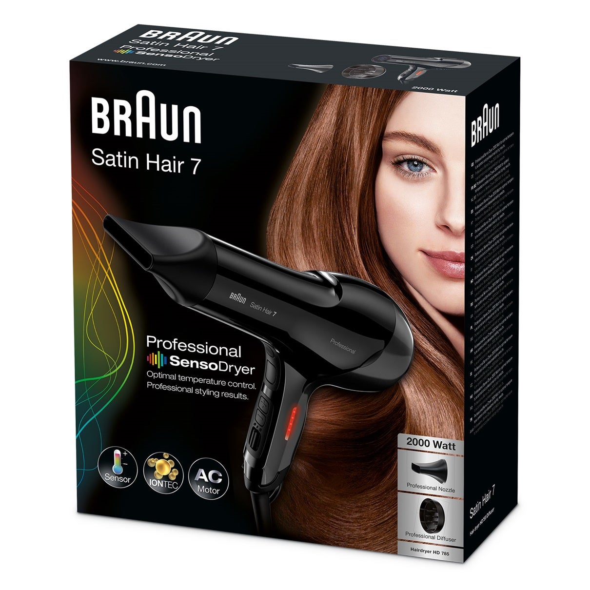 Braun Phon Satin Hair 7 Sensodryer HD785 Ionotec Con Diffusore