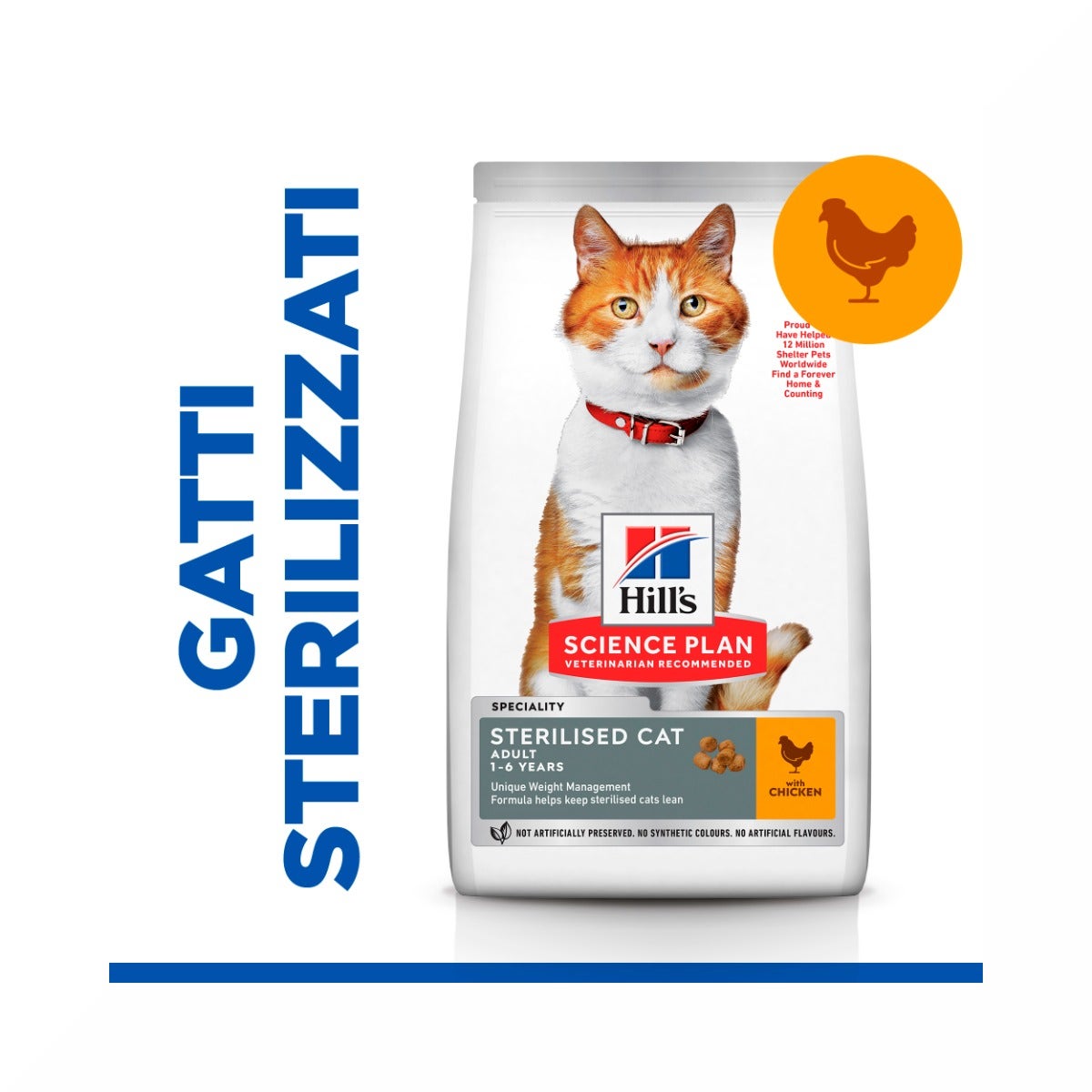 Hill's Science Plan Sterilised Cat Adult Croquettes pour chats au poulet, sac de 10 kg