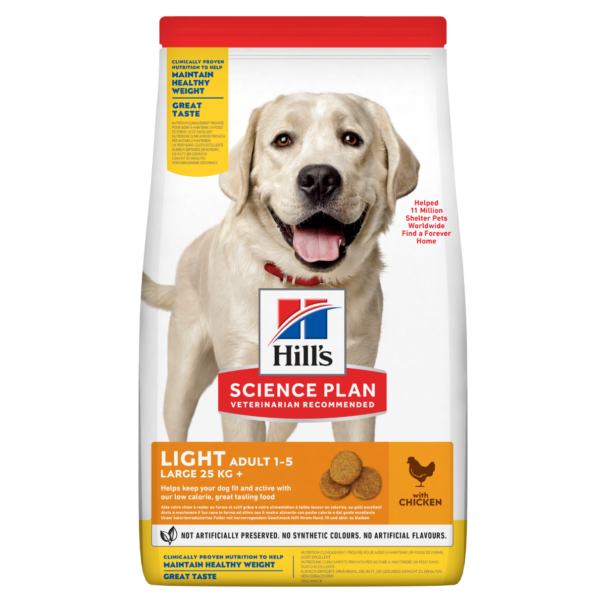 Hill's Science Plan Light Adult Crocchette Con Pollo Per Cani Taglia Large Sacco 14 Kg