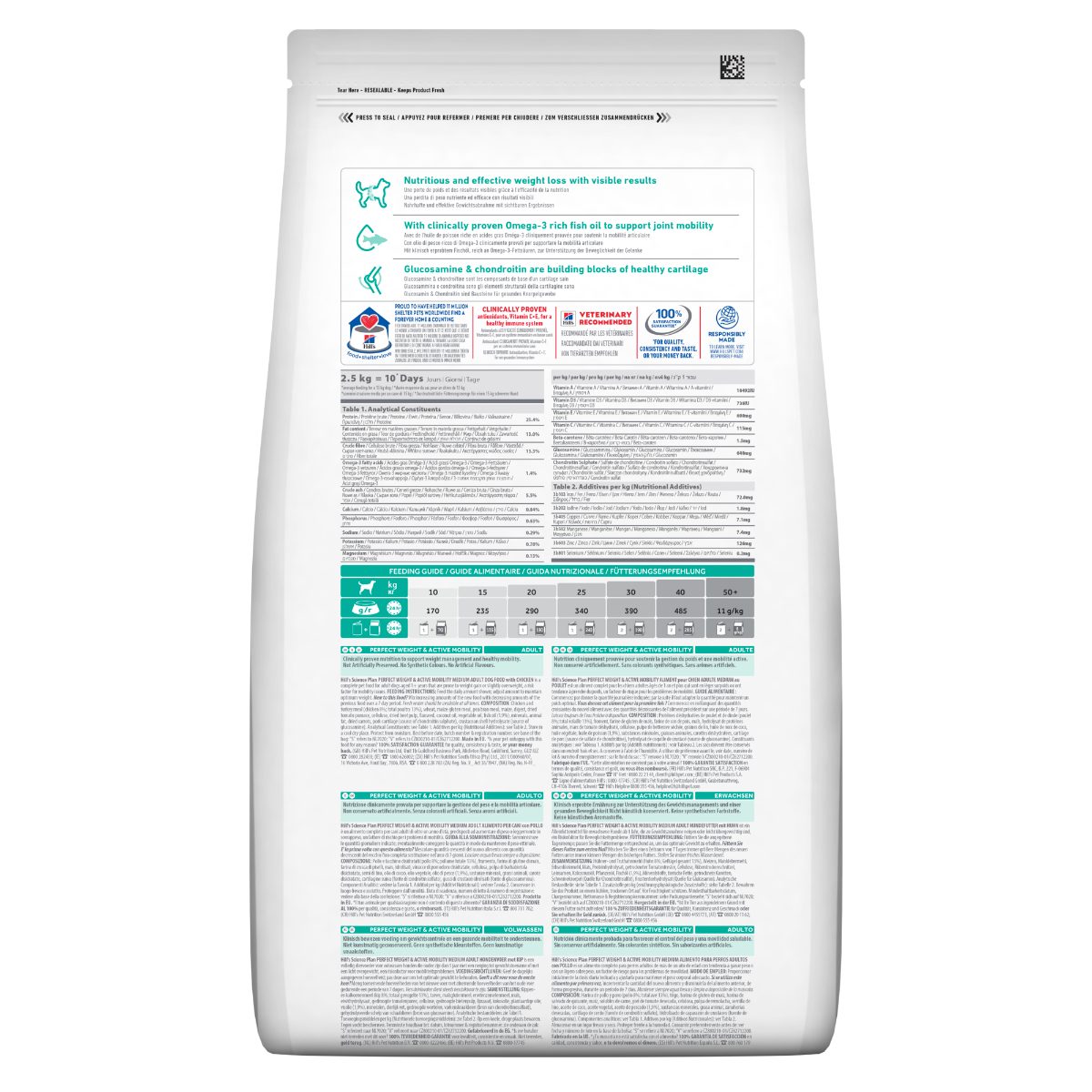 Hill's Science Plan Perfect Weight & Active Mobility Adult Crocchette Con Pollo Per Cani Taglia Media Sacco 12 Kg