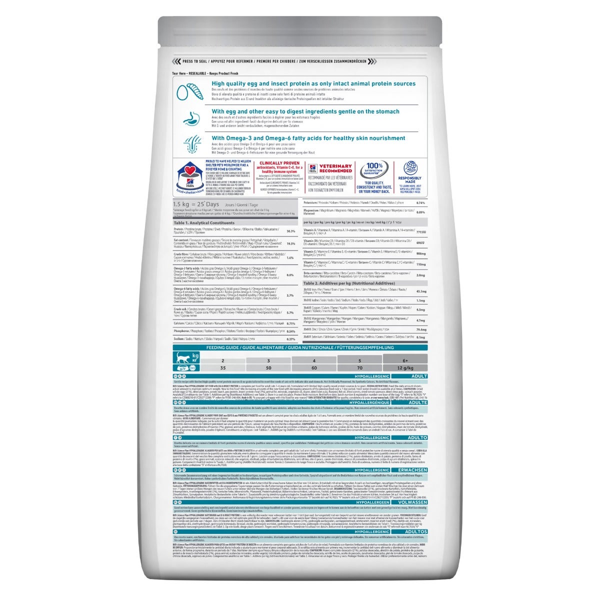 Hill's Science Plan Hypoallergenic Adult Alimento Secco Per Gatti Con Uova E Insetti 7Kg