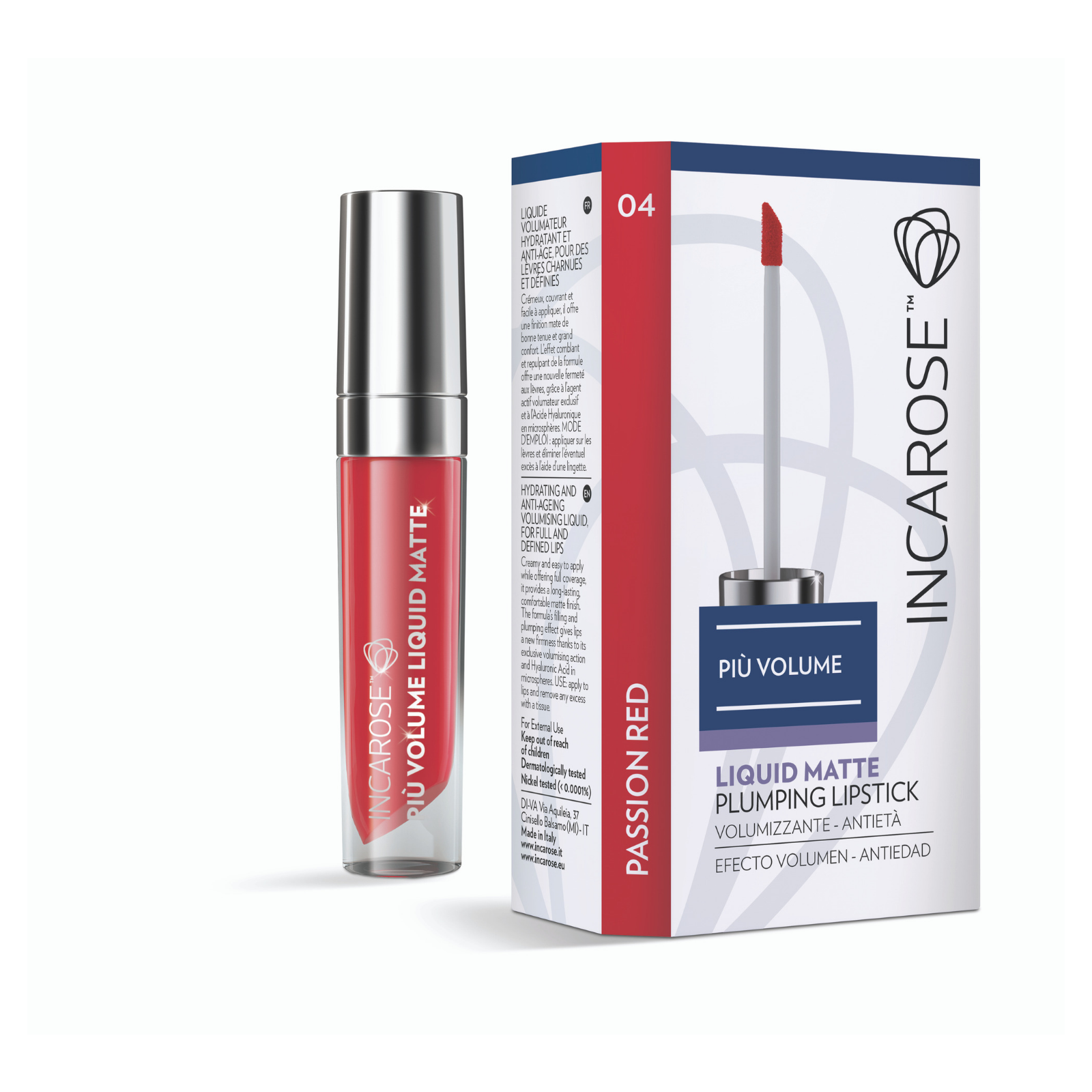 Incarose Più Volume Liquid Matte Plumping Lipstick 04 Passion Red