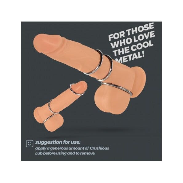 Crushious Metaleros Lot de 3 cockrings en métal