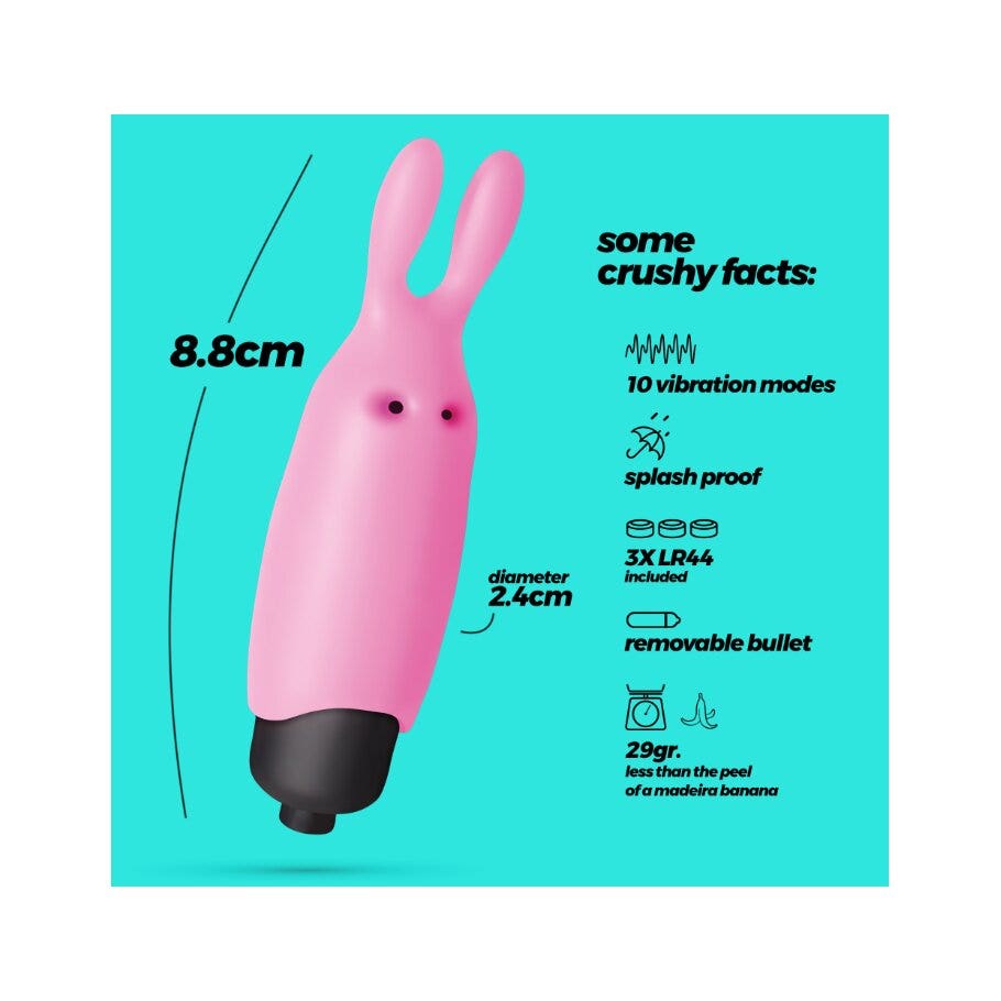 Crushious O-Pet Vibratore Tascabile Coniglio Con Palla A 10 Vibrazioni Rosa Pastello