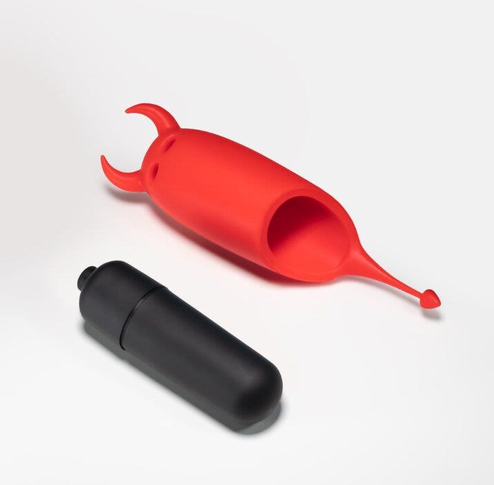 Crushious O-Pet Vibratore Tascabile Diavolo Con Palla A 10 Vibrazioni Rosso