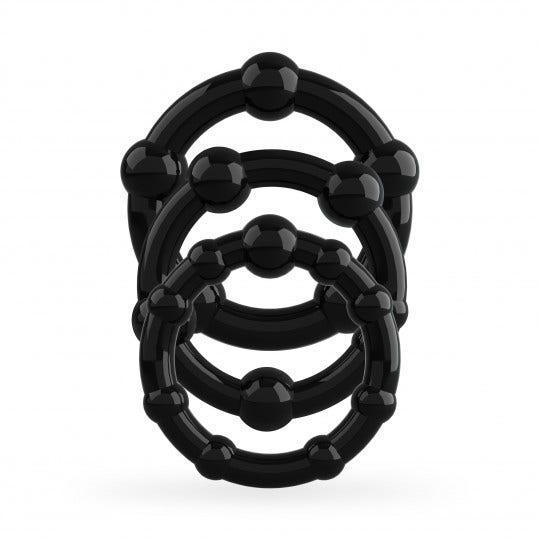 Crushious Triple Bead Set di Anelli per il Pene Neri
