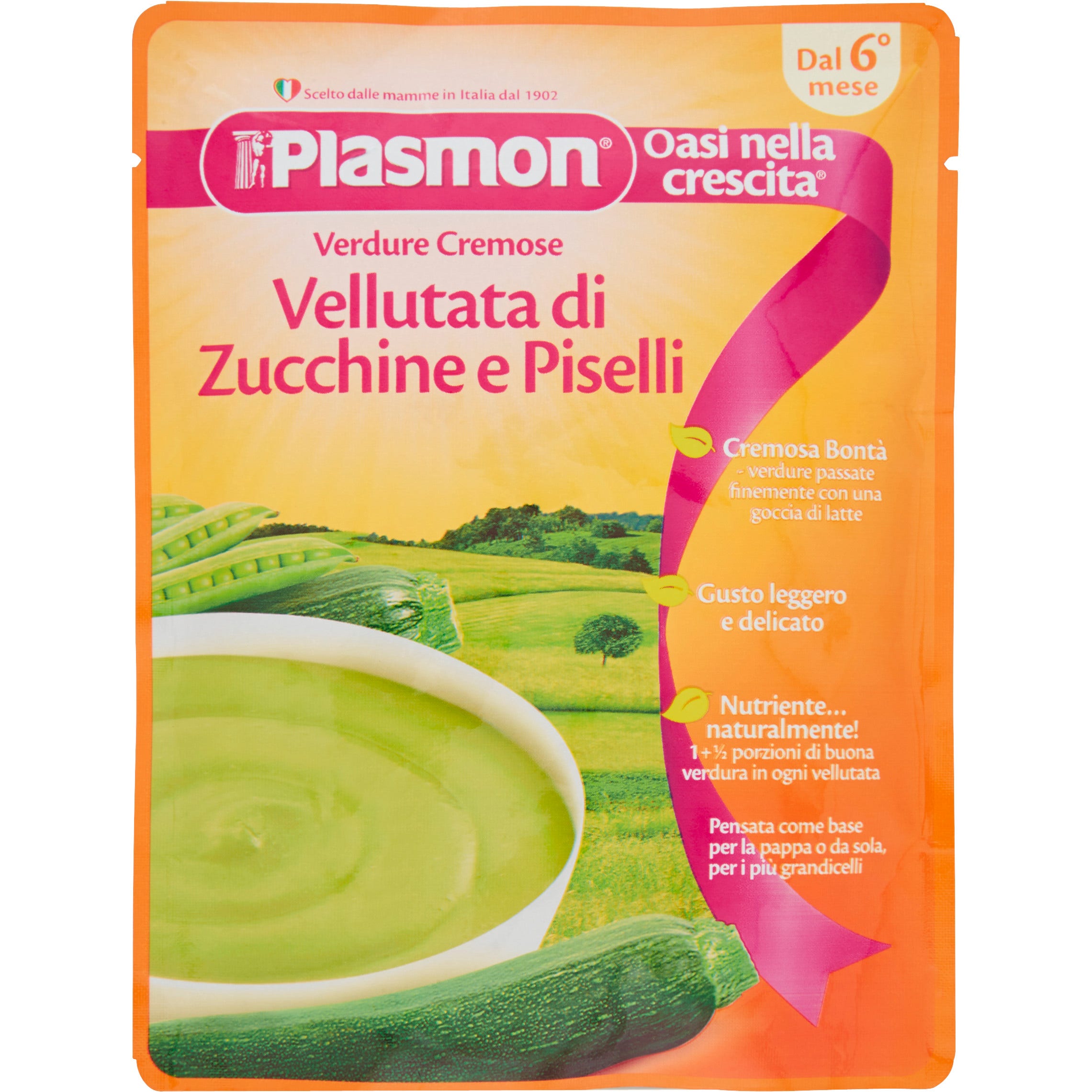 Plasmon Pouches Vellutata Di Zucchine E Piselli 6M+ 180g