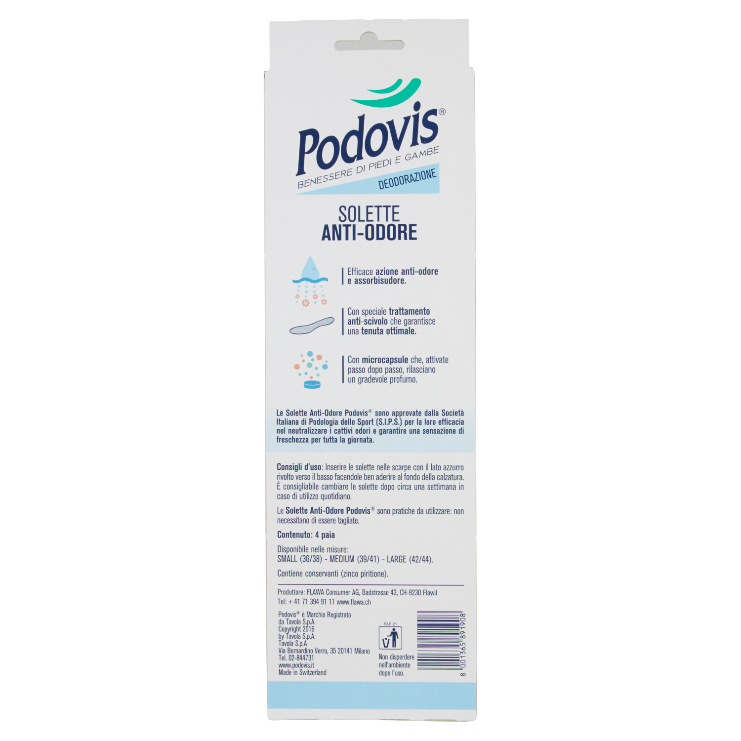 Podovis Solette Antiodore Taglia Small 4 Paia