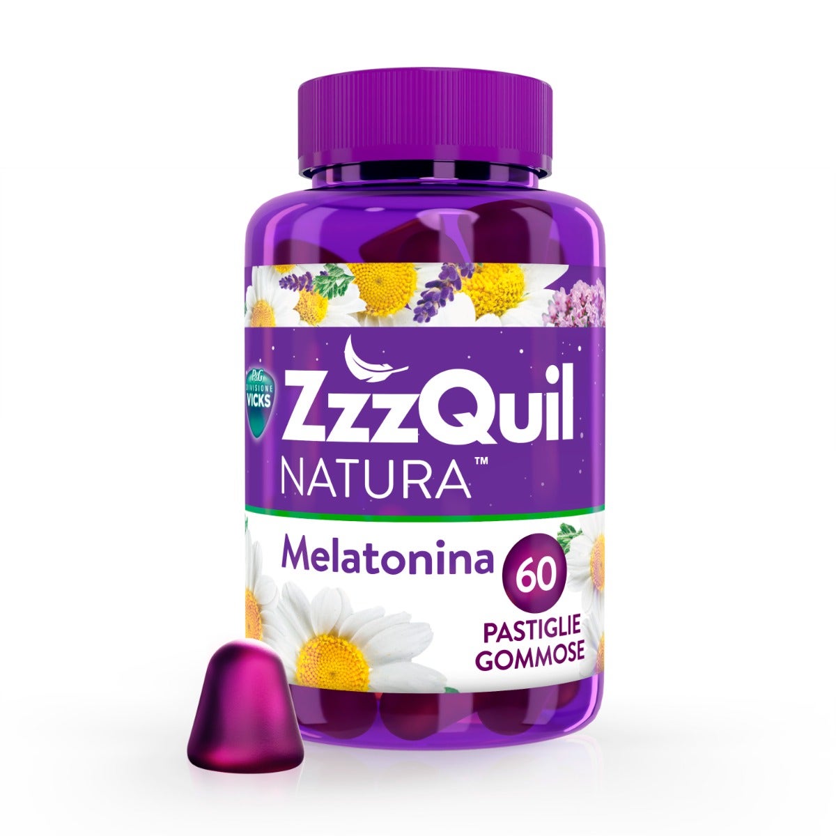 ZzzQuil NATURA 60 pastilles gélifiées à la mélatonine et à la camomille