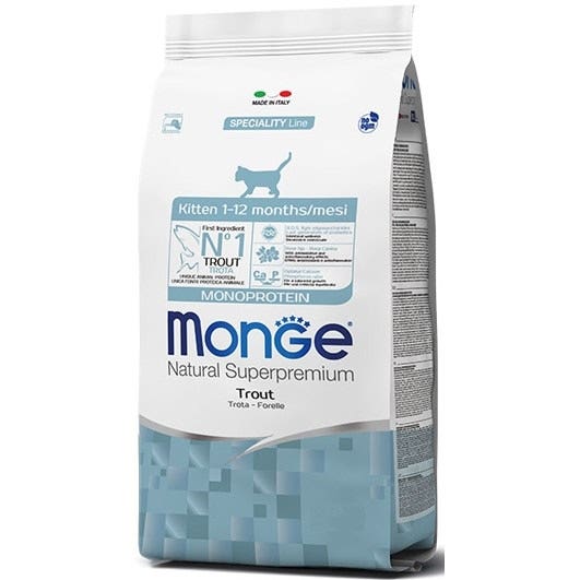Monge Truite Monoprotéinée Croquettes pour chatons de 1 à 12 mois, sac de 1,5 kg