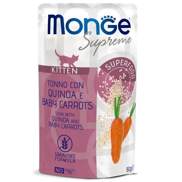 Monge Supreme Kitten Morceaux de thon, quinoa et carottes pour chatons 80 g