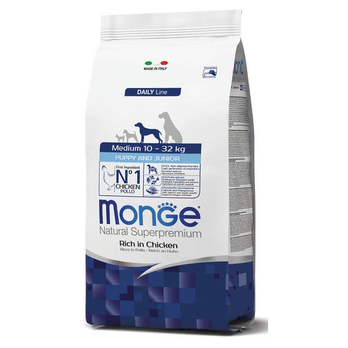 Monge Ricco Di Pollo 12 Kg - Cibo Secco Per Cuccioli Taglia Media
